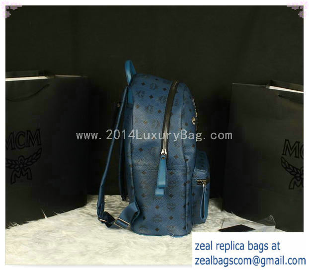 High Quality Replica MCM Stark Backpack Jumbo in Calf Leather 8006 RoyalBlue - Click Image to Close